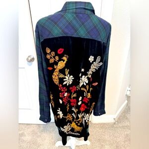 ZUZU VELVET BACK OVERSIZED SHIRT